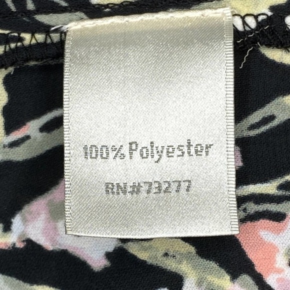 LAUREN Conrad Black Multicolored Floral Print V-Neck Tie bust Long Sleeve Blouse - Picture 10 of 12